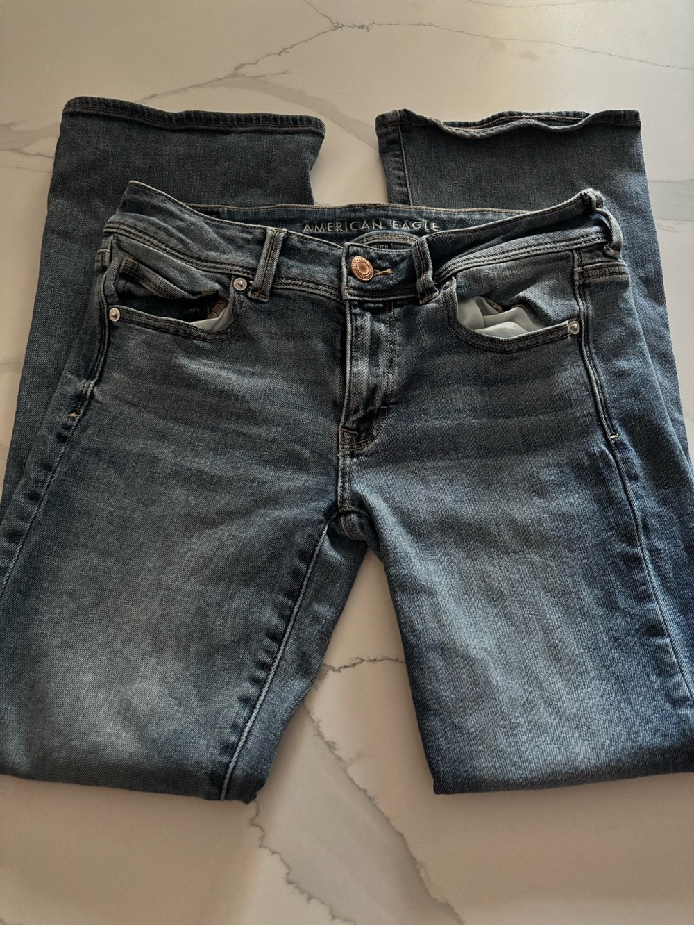 American Eagle Blue Medium Wash Kick Boot Jeans